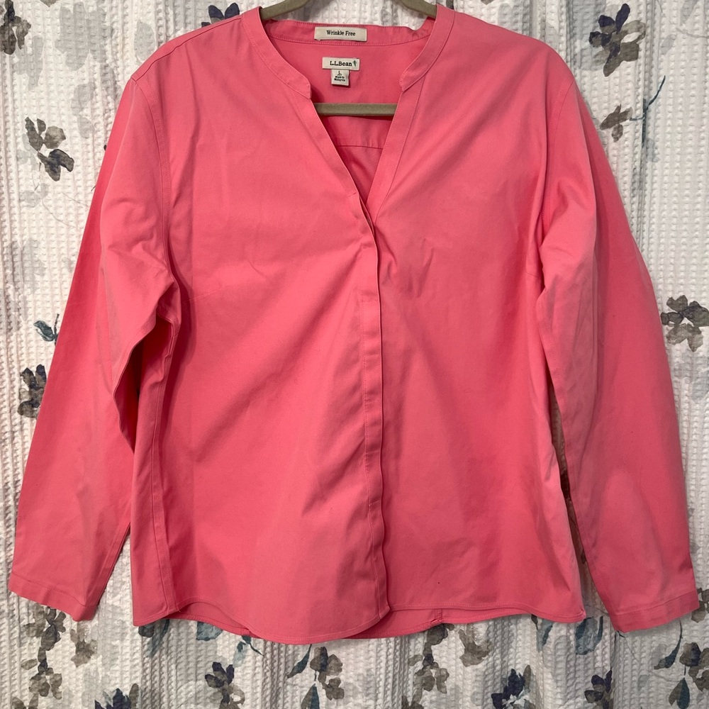 L.L. Bean Wrinkle Free Vibrant Pink Button Down Shirt